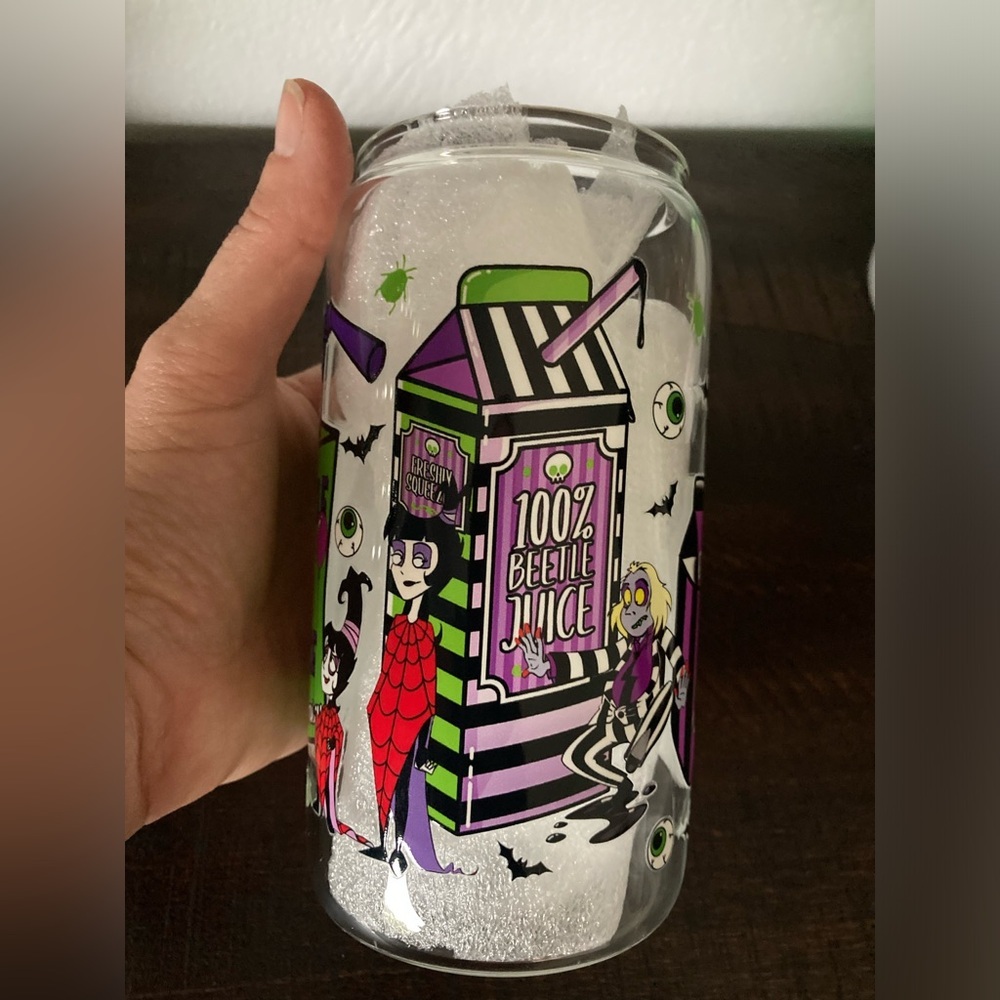 Hand Crafted Beetlejuice Glass Tumbler - Picture 5 of 11